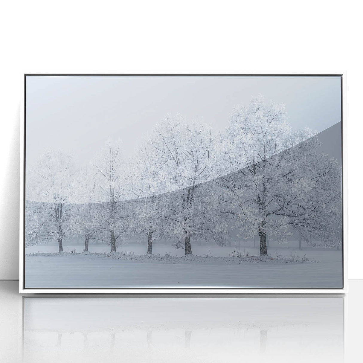 Framed abstract landscape wall art featuring vibrant colors of blue, green, and gold, designed to enhance modern home decor, placed against a white background.