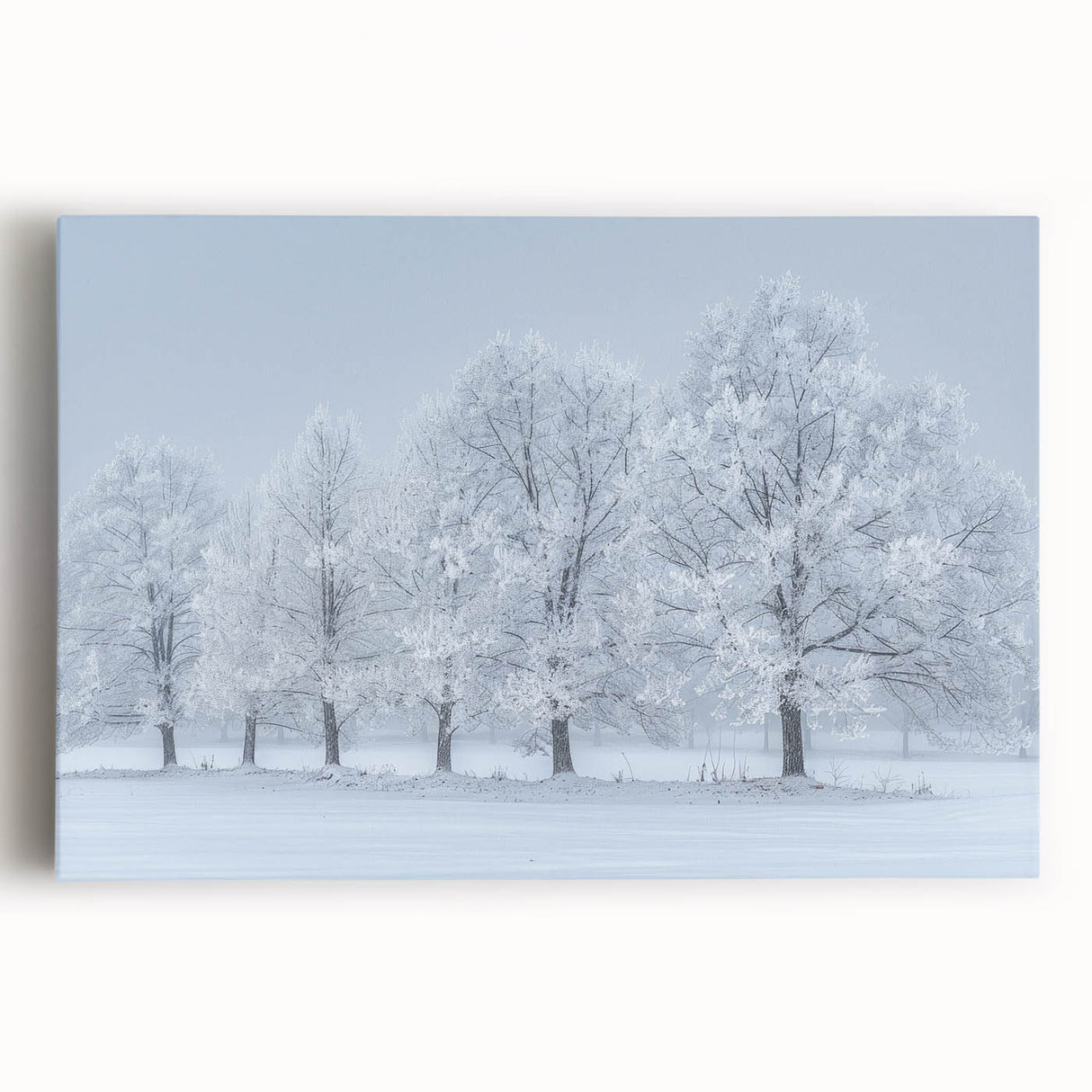 Abstract landscape wall art on stretched canvas showcasing vibrant blues and greens, creating a serene natural scene perfect for modern home decor.