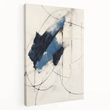 Abstract minimalist wall art on stretched canvas showcasing soft pastel colors, featuring geometric shapes and smooth lines, ideal for contemporary decor.