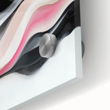 Minimalist Abstract Wall Art – Blush and Black Fluid Waves