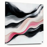 Minimalist Abstract Wall Art – Blush and Black Fluid Waves