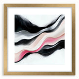 Minimalist Abstract Wall Art – Blush and Black Fluid Waves
