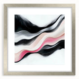 Minimalist Abstract Wall Art – Blush and Black Fluid Waves