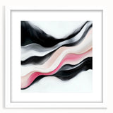 Minimalist Abstract Wall Art – Blush and Black Fluid Waves