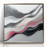Minimalist Abstract Wall Art – Blush and Black Fluid Waves