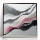Minimalist Abstract Wall Art – Blush and Black Fluid Waves