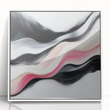 Minimalist Abstract Wall Art – Blush and Black Fluid Waves