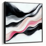 Minimalist Abstract Wall Art – Blush and Black Fluid Waves