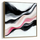 Minimalist Abstract Wall Art – Blush and Black Fluid Waves
