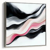 Minimalist Abstract Wall Art – Blush and Black Fluid Waves