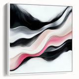 Minimalist Abstract Wall Art – Blush and Black Fluid Waves