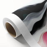 Minimalist Abstract Wall Art – Blush and Black Fluid Waves