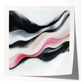 Minimalist Abstract Wall Art – Blush and Black Fluid Waves