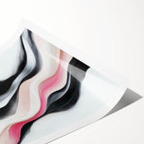 Minimalist Abstract Wall Art – Blush and Black Fluid Waves