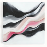 Minimalist Abstract Wall Art – Blush and Black Fluid Waves