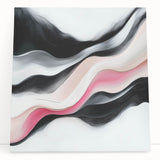 Minimalist Abstract Wall Art – Blush and Black Fluid Waves