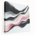 Minimalist Abstract Wall Art – Blush and Black Fluid Waves