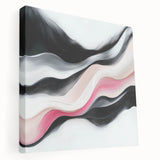 Minimalist Abstract Wall Art – Blush and Black Fluid Waves