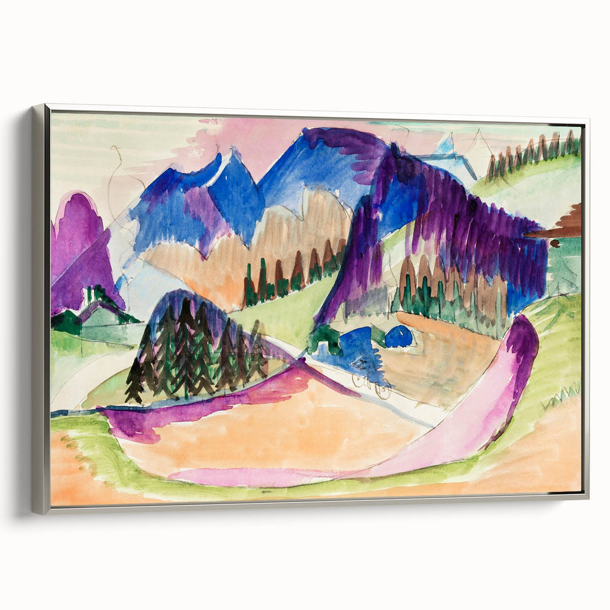 Expressionist Mountain Landscape Wall Art - Abstract Expressionism Print