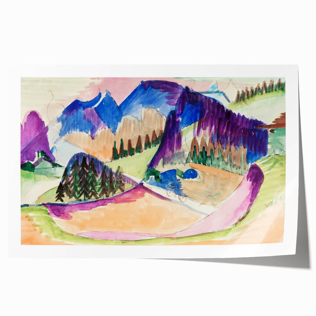 Expressionist Mountain Landscape Wall Art - Abstract Expressionism Print