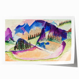 Expressionist Mountain Landscape Wall Art - Abstract Expressionism Print