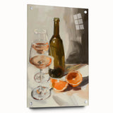 Large abstract wall art featuring assorted fruits in vibrant colors on acrylic glass, ideal for bedroom or dining room decor.