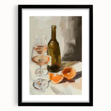 Extra large abstract art print featuring a colorful array of fruits in textured style, framed in black.