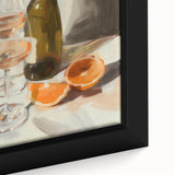 Extra large black wall art featuring colorful, textured fruits on framed canvas, ideal for living room decor.