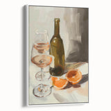 Extra large vintage poster art of colorful fruits on a white framed canvas, ideal for living room decor.