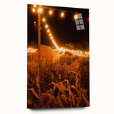 Large abstract wall art on acrylic glass depicting swirling autumn hues, suitable for bedroom or dining room decor.