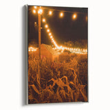 Framed canvas depicting a vintage landscape painting of autumn trees in vibrant orange and red hues.