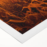 Art deco poster featuring autumnal trees in golden and red hues on rolled canvas, suitable for dining room decor.