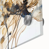 Elegant Navy & Gold Floral Living Room Wall Art - Modern Print