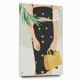 Abstract figurative acrylic artwork displayed in a side view, featuring vibrant colors and intricate pin details, perfect for modern home decor.