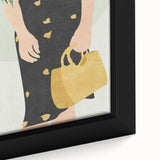 Close-up of a vibrant abstract figurative framed canvas featuring bold colors and dynamic shapes, perfect for modern home decor and artistic displays.