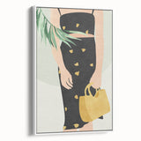 Abstract figurative framed canvas artwork featuring dynamic shapes and soft white tones, ideal for modern home decor and artistic expression. Perfect for enhancing contemporary spaces.