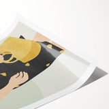 Abstract figurative rolled print showcasing vibrant colors and dynamic shapes, elegantly packaged in a durable cardboard tube for safe delivery. Ideal for contemporary home decor.