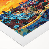 Abstract landscape wall art on rolled canvas, showcasing vibrant colors and fluid shapes, ideal for modern home decor. Packaged securely in a protective cardboard tube.