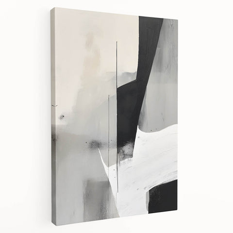 Abstract minimalist wall art on stretched canvas, showcasing soft pastel colors and geometric shapes, ideal for modern home decor and interior design.