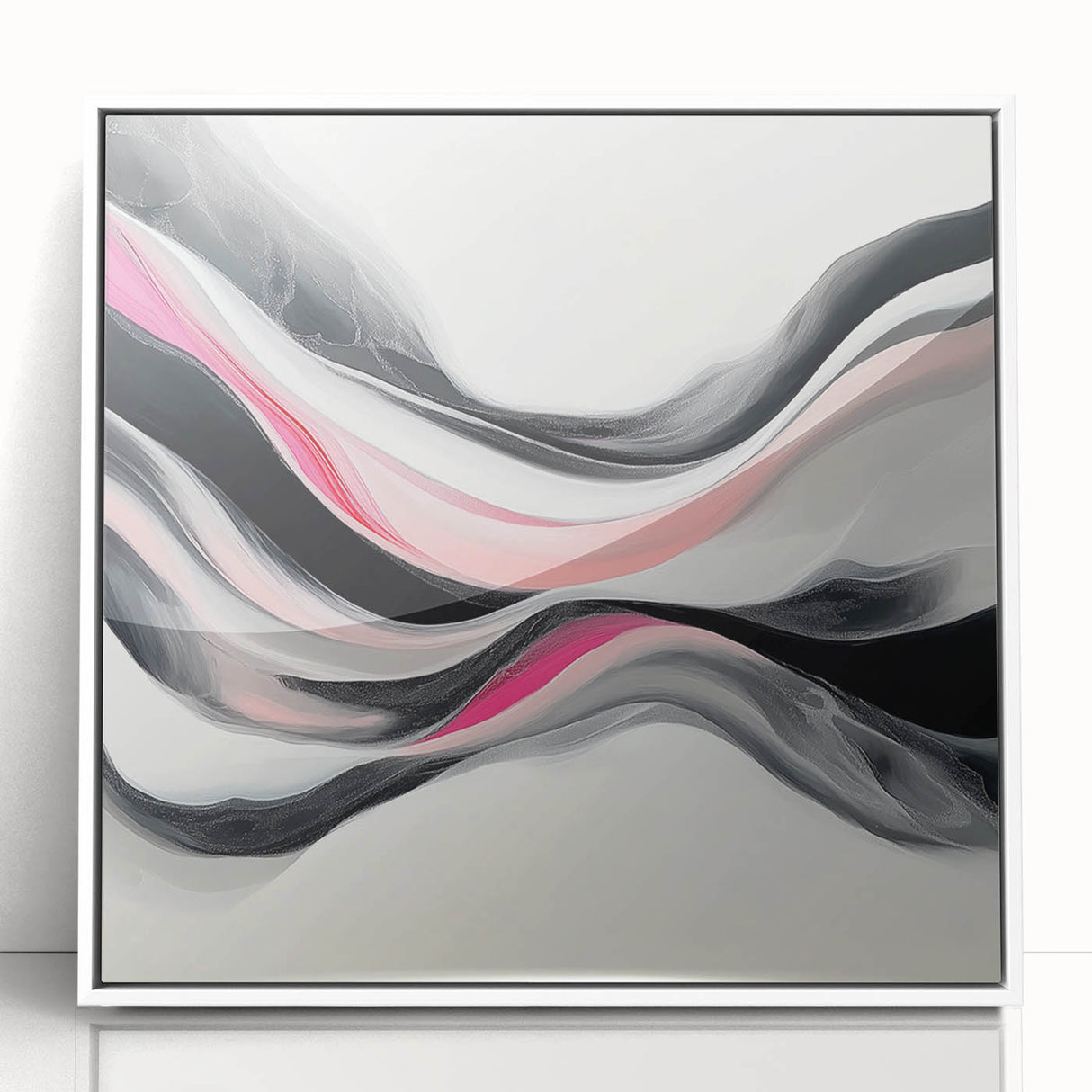 Abstract Art Prints – Fuchsia and Blush Fluid Wave Movement