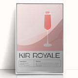 Mid-century modernist art of food and drinks in muted pastel shades on a white acrylic framed poster.