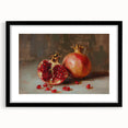 Extra large abstract art print featuring colorful fruits in textured style, framed with a black mat.