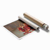 Extra large rolled print featuring an array of colorful fruits with a floral motif.