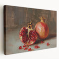 Large stretched canvas depicting an assortment of fruits in vibrant colors, ideal for kitchen wall art.