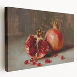 Large stretched canvas depicting an assortment of fruits in vibrant colors, ideal for kitchen wall art.