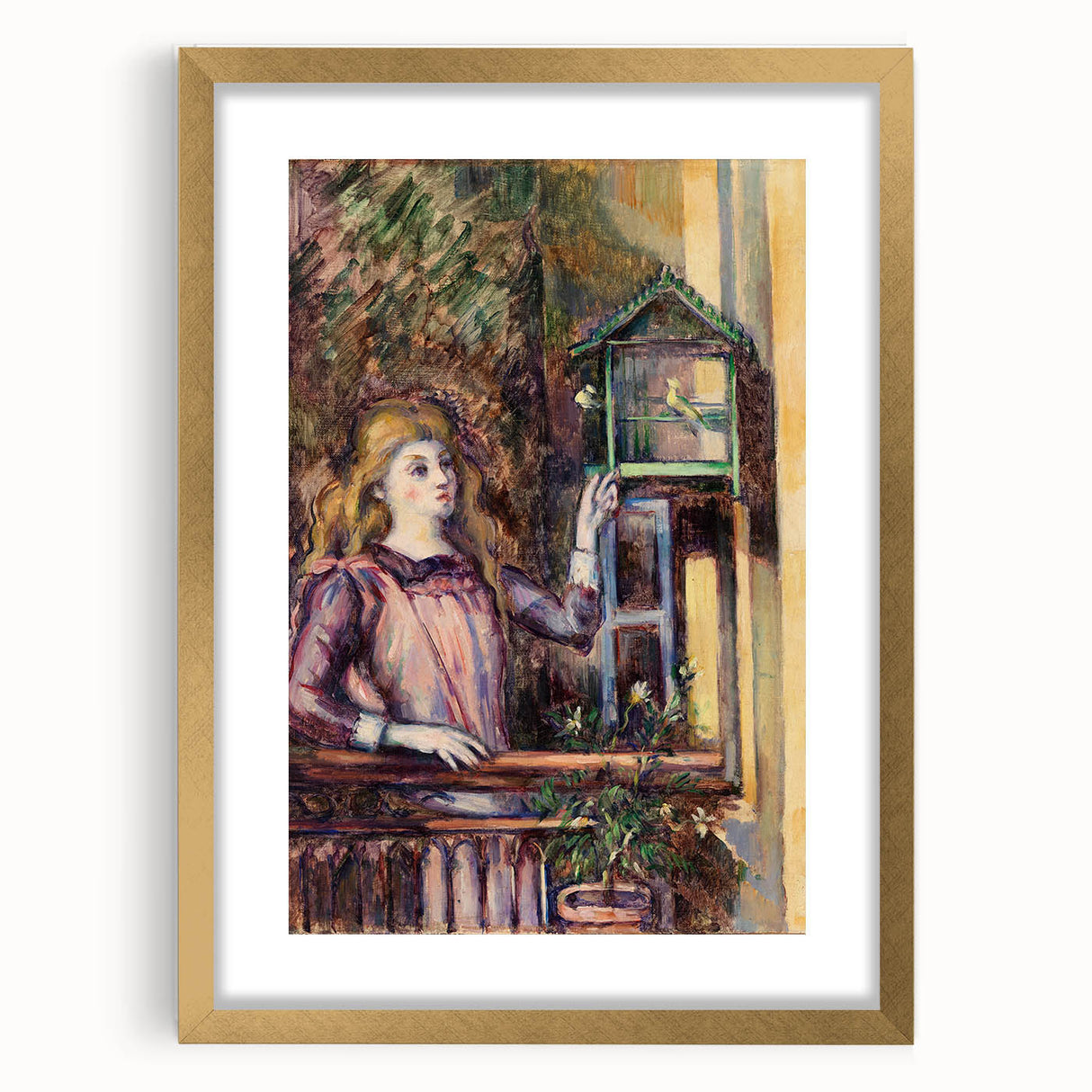 Impressionist Art Print - Girl with Birdcage by Paul Cézanne - Cézanne Wall Art