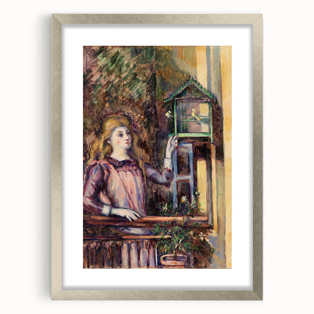 Impressionist Art Print - Girl with Birdcage by Paul Cézanne - Cézanne Wall Art