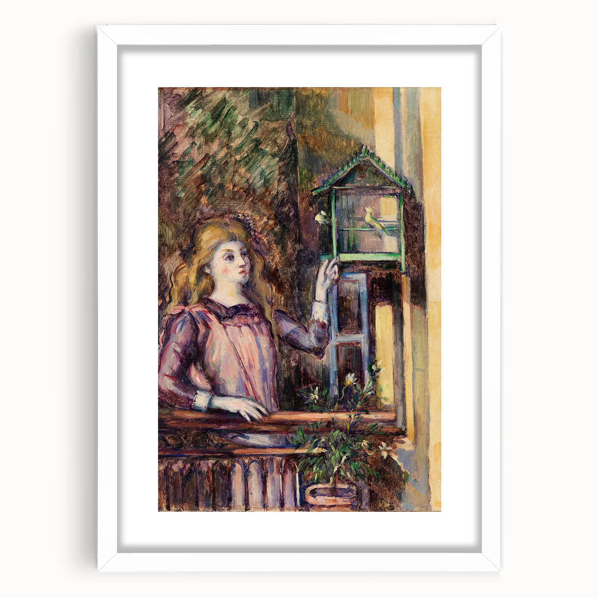 Impressionist Art Print - Girl with Birdcage by Paul Cézanne - Cézanne Wall Art