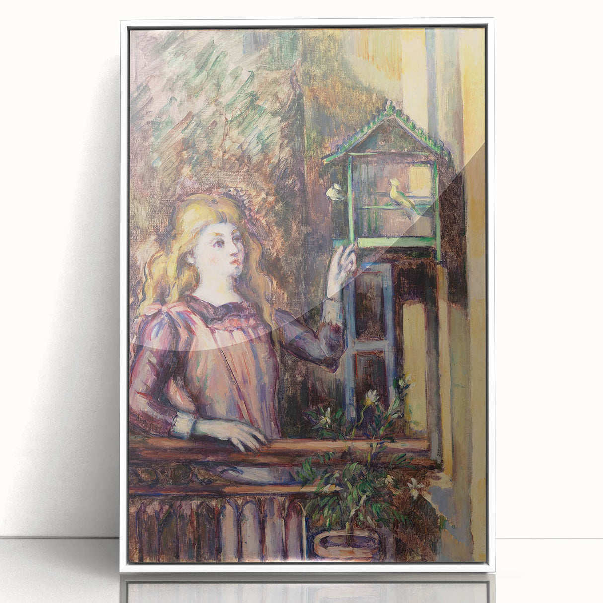 Impressionist Art Print - Girl with Birdcage by Paul Cézanne - Cézanne Wall Art