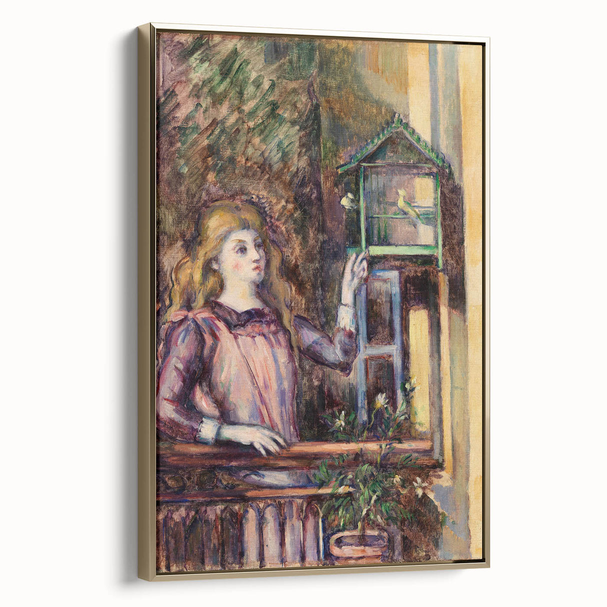 Impressionist Art Print - Girl with Birdcage by Paul Cézanne - Cézanne Wall Art